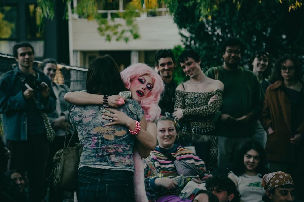 photo gallery Full Moon Drag troupe anti Zionist Jewish queer artists HOT 2 ROT Sukkot Drag Spectacular outside community garden Brooklyn NY