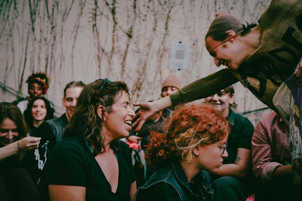 photo gallery Full Moon Drag troupe anti Zionist Jewish queer artists HOT 2 ROT Sukkot Drag Spectacular outside community garden Brooklyn NY