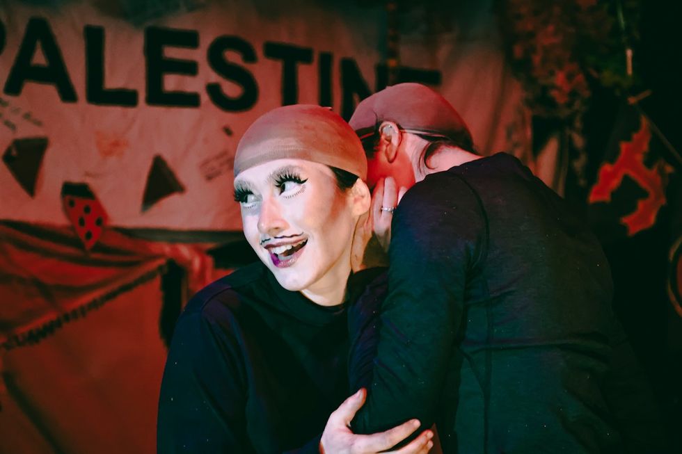 photo gallery Full Moon Drag troupe anti Zionist Jewish queer artists HOT 2 ROT Sukkot Drag Spectacular outside community garden Brooklyn NY