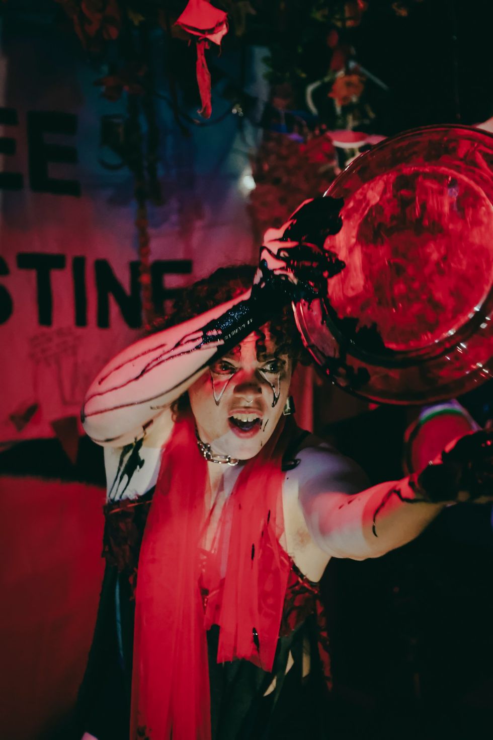 photo gallery Full Moon Drag troupe anti Zionist Jewish queer artists HOT 2 ROT Sukkot Drag Spectacular outside community garden Brooklyn NY