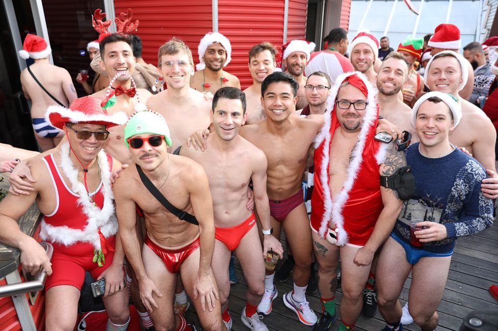 photo gallery gay bar Sidetrack Chicago Santa Speedo Run party 2024