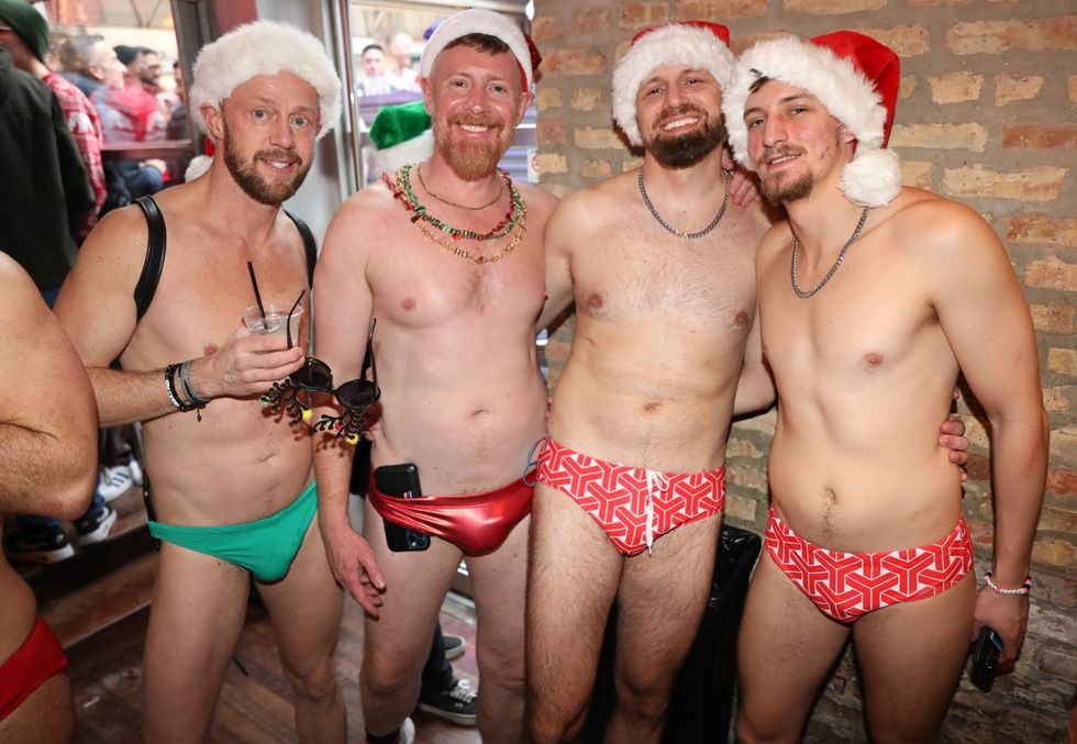 photo gallery gay bar Sidetrack Chicago Santa Speedo Run party 2024