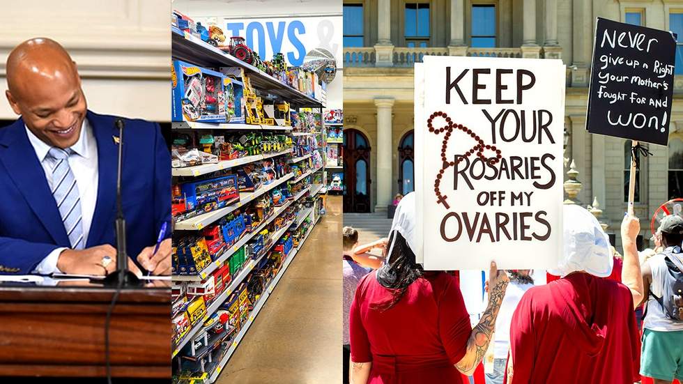 Photo Gallery LGBTQ bodily autonomy laws take effect starting 2024 Maryland Governor Wes Moore department store toy aisle Abortion Ban Protest rally