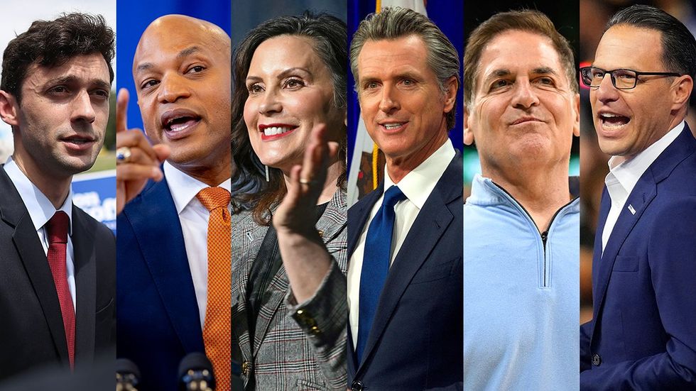 photo gallery list Democrats top contenders presidential nomination 2028 including Jon Ossoff Wes Moore Gretchen Whitmer Gavin Newsom Mark Cuban Josh Shapiro