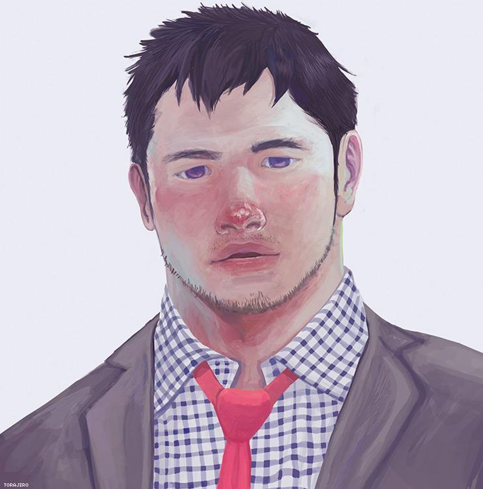 Pink Tie And Gray Jacket