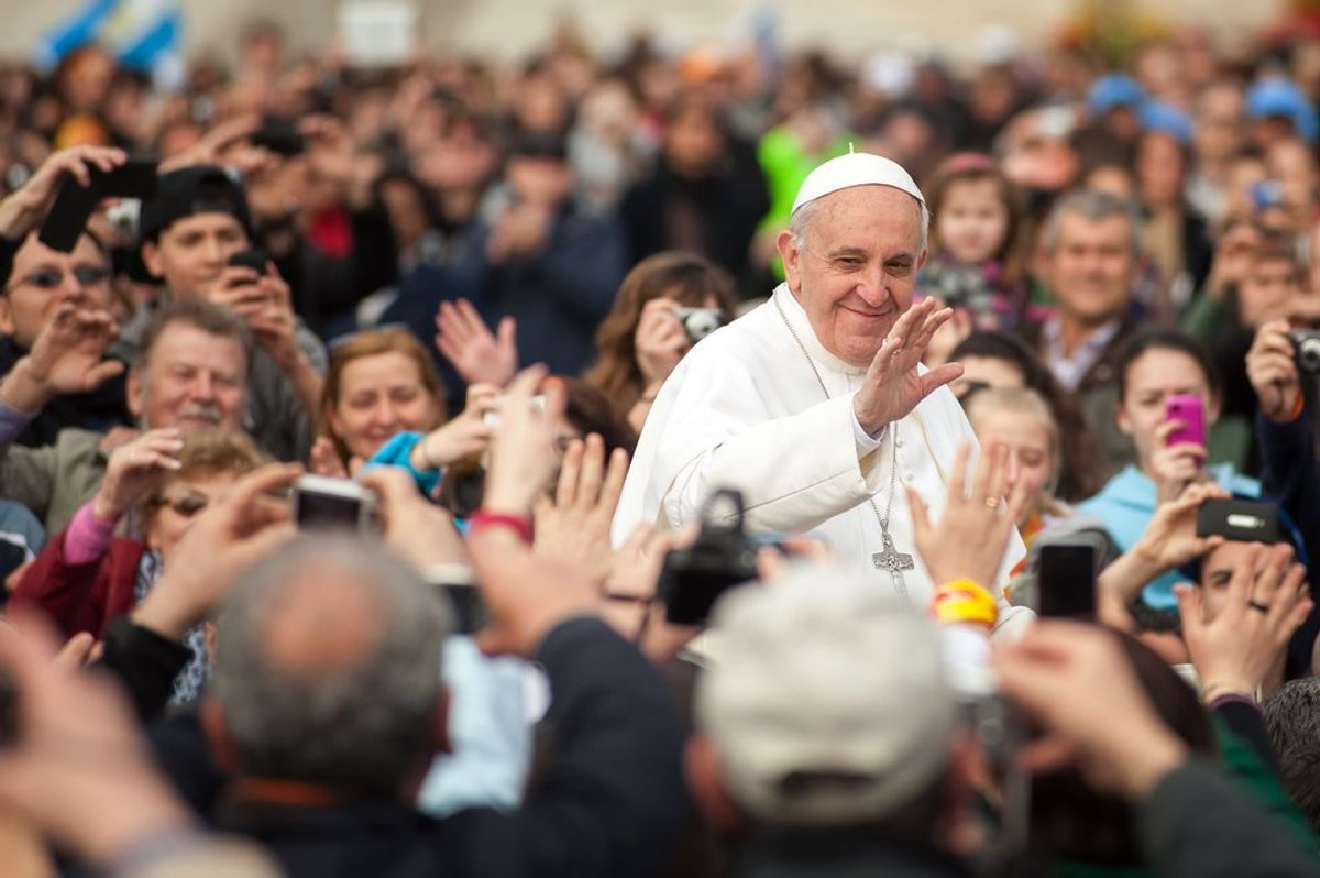  Pope Francis I greets worshippers in Rome, Italy, on April 04, 2013