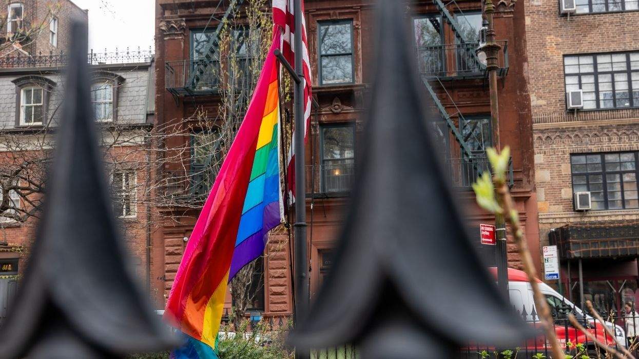 pride flag and us flag at stonewall national monument