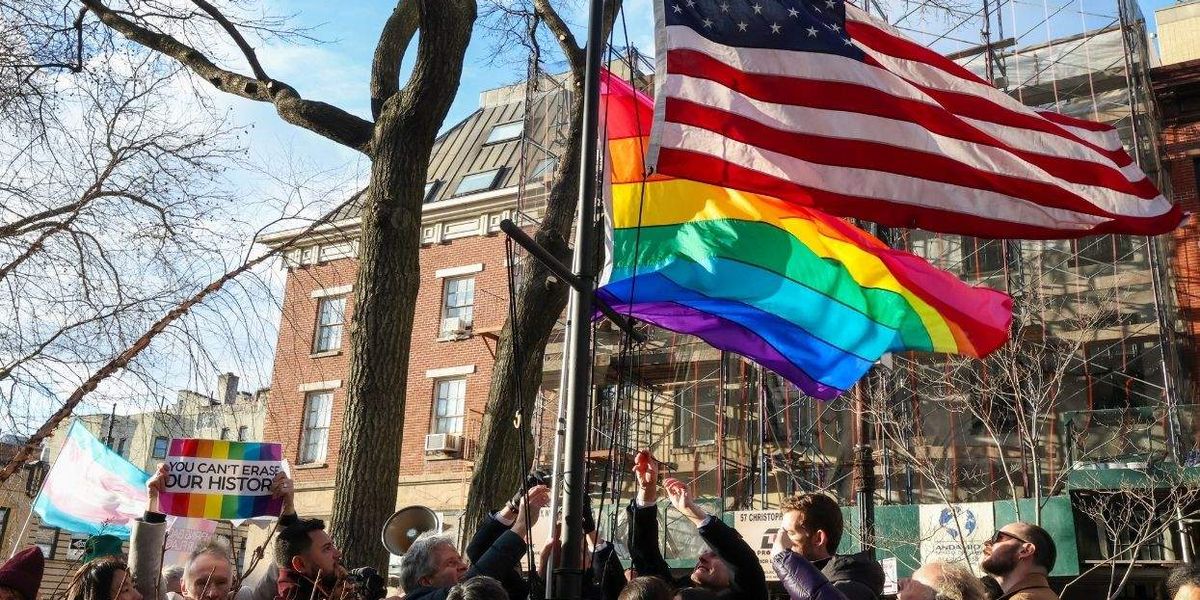 Hundreds fill the streets near Stonewall as NYC community members reraised Pride flag Trump ordered removed