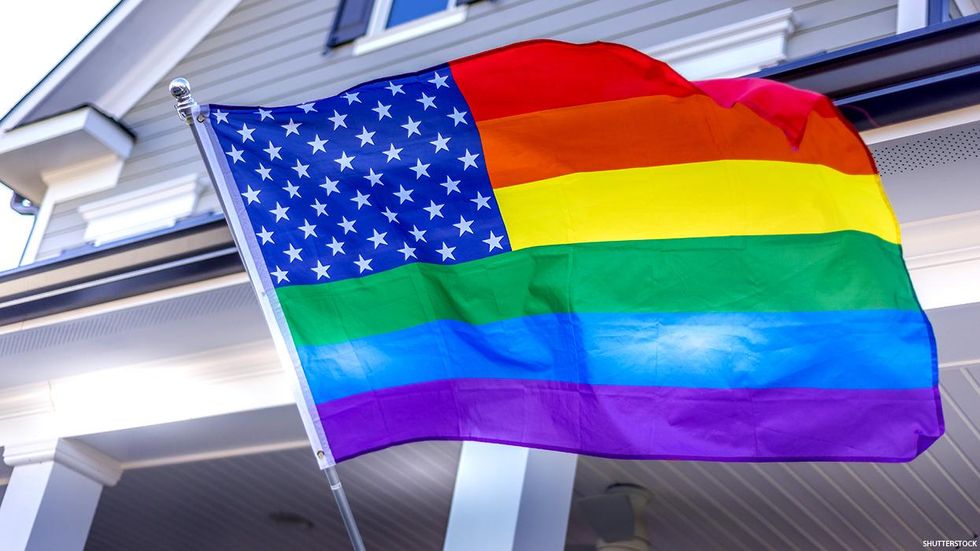 Pride flag outside of a home
