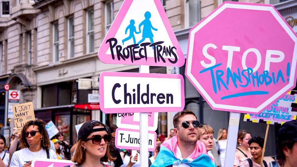 Protect Trans Children Stop Transphobia Protest Signs Supporting Transgender Kids