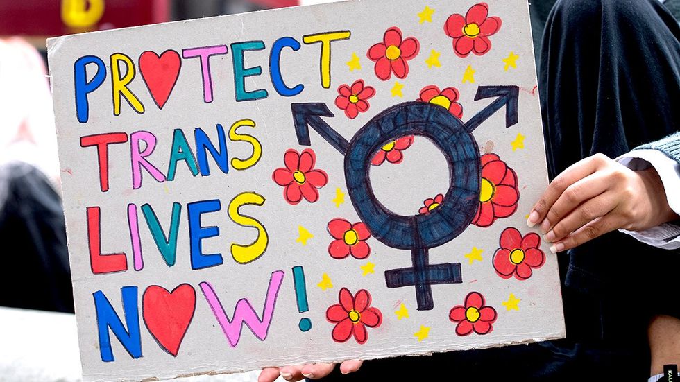 Protect Trans Lives Now protest rally sign transgender support