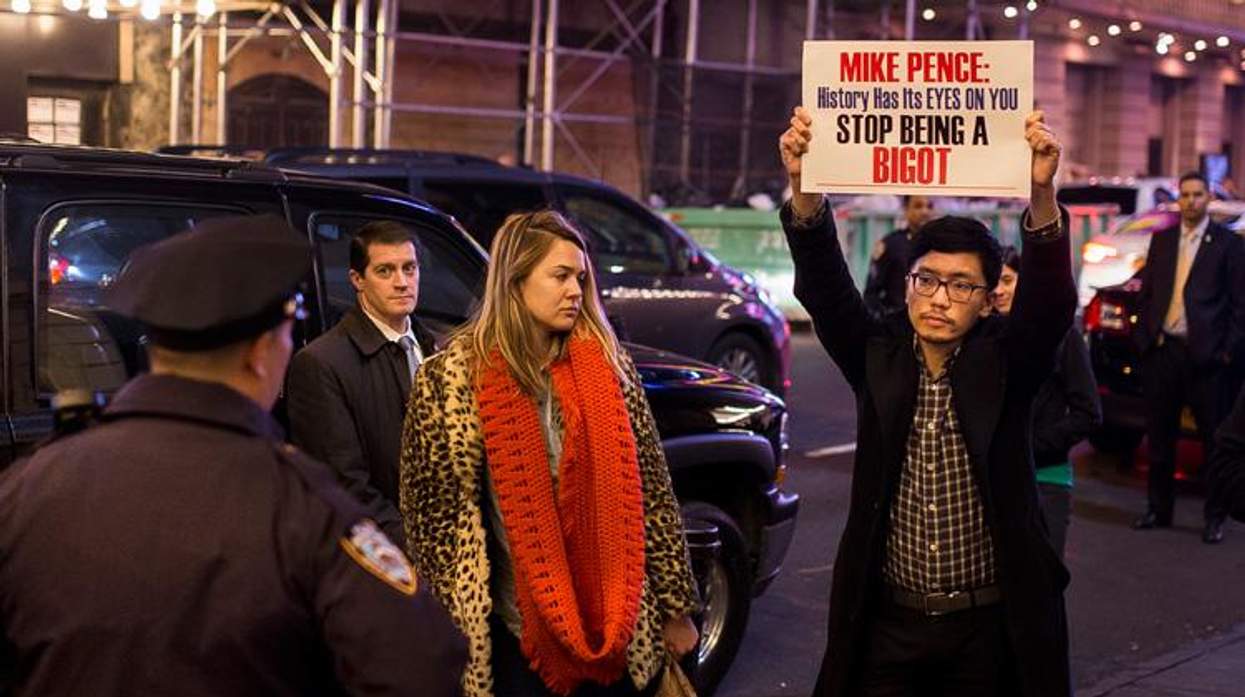 Protester outside of Hamilton