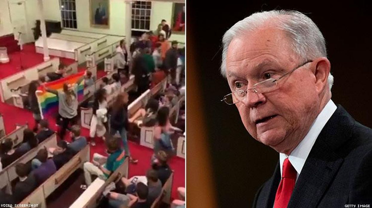 Protesters and Sessions