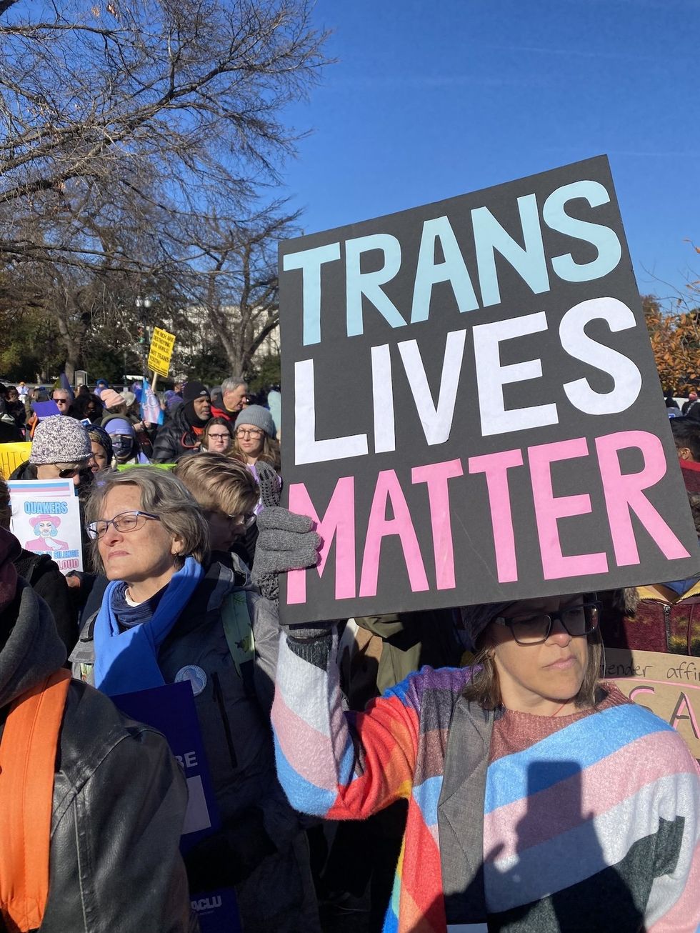 Protesters outside of the Supreme Court on Wednesday, December 4.