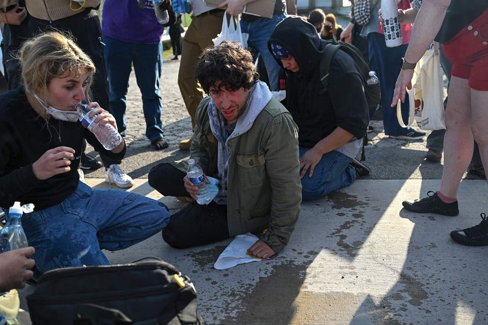 protestors at an anti-ICE demonstration