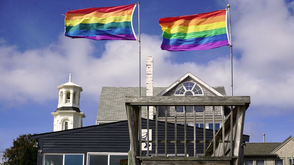 Provincetown MA seaside home with LGBTQ rainbow flags
