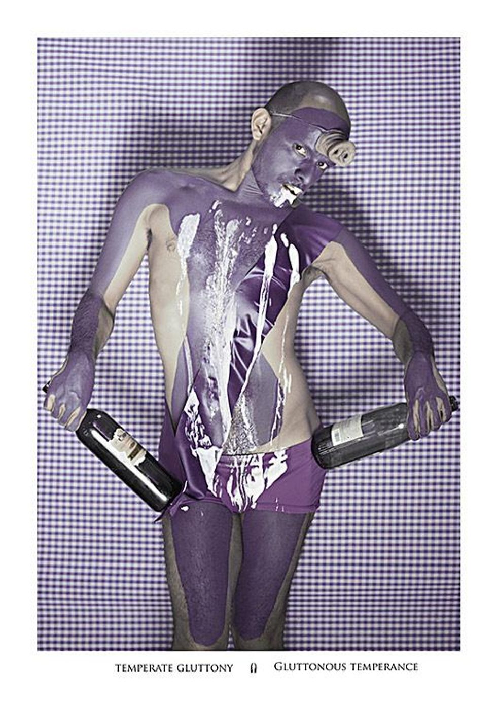 "Psychomachia (Virtues and Vices)" series, 2011, "Temperance-Gluttony" (purple), color photograph, 40 x 56 cm