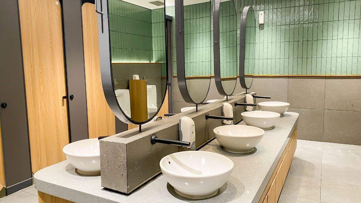 public bathroom sink station