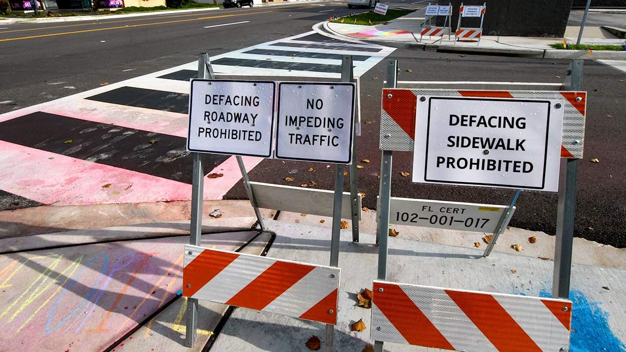 Pulse Orlando crosswalk signs against defacing roadway