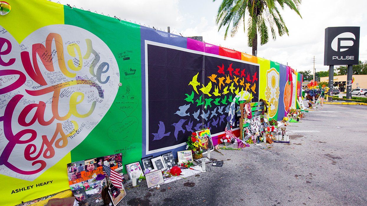Pulse Orlando nightclub shooting memorial banners outside October 2016