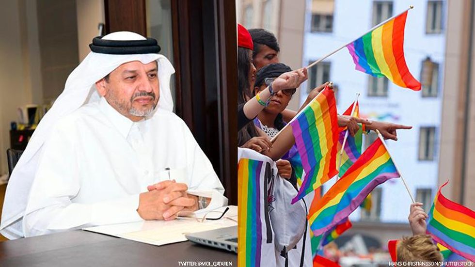 Qatari official and pride flags