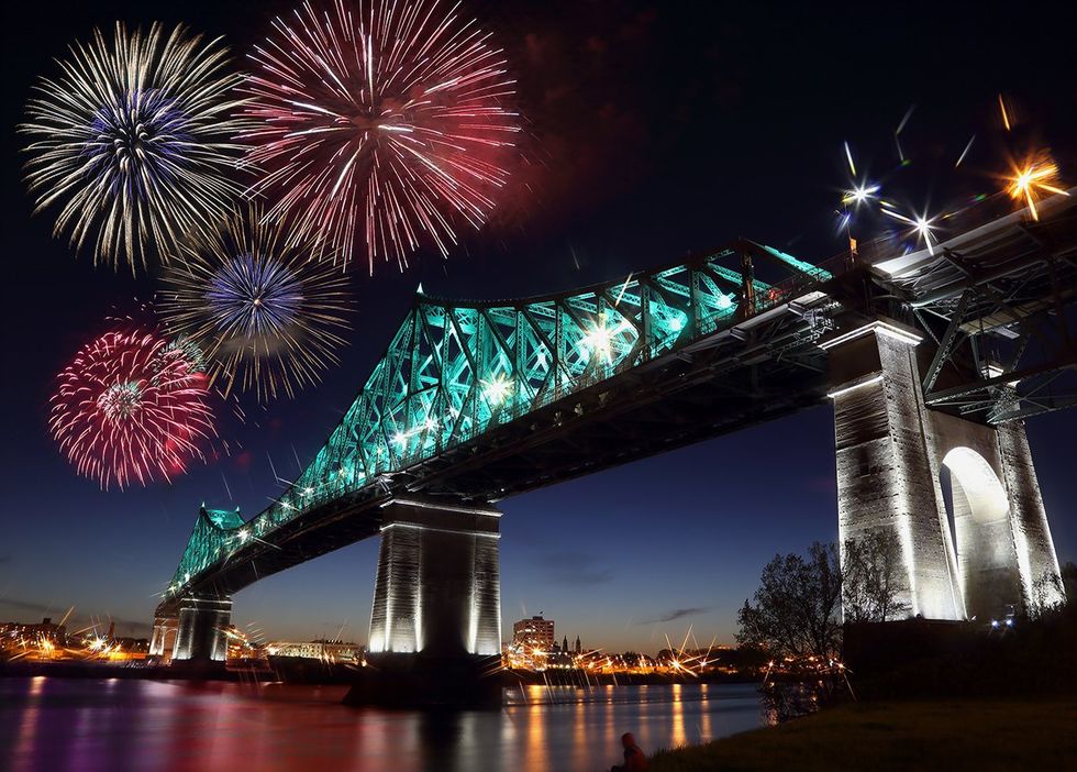 Queer New Years Eve LGBT Friendly Montreal Canada Fireworks Jacques Cartier Bridge