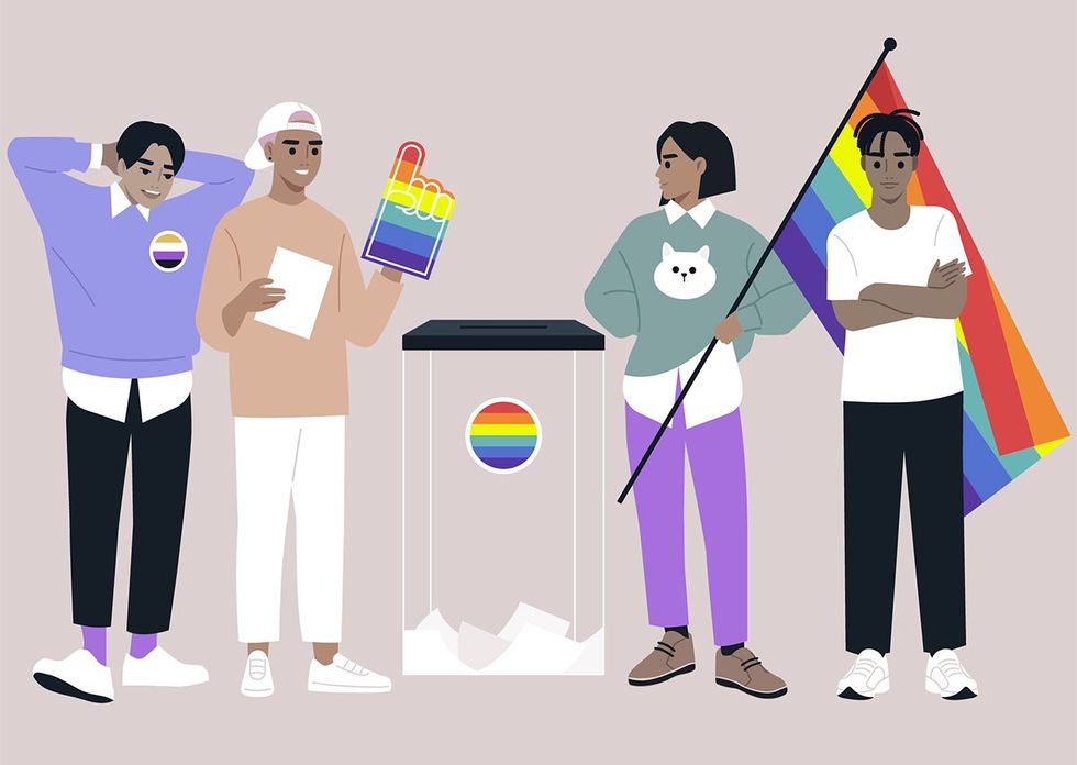 queer nonbinary transgender youth political illustration