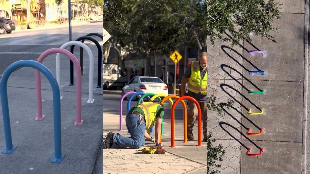 Rainbow bike rack St. Petersburg Florida