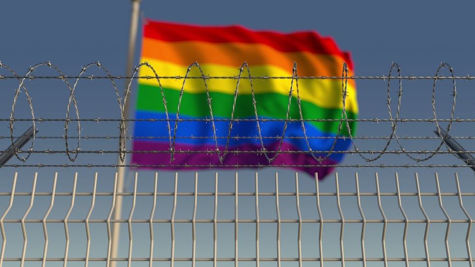 Rainbow flag barbed wire