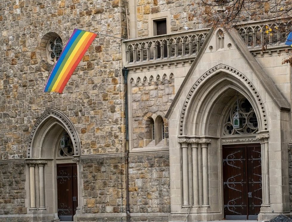 Rainbow flag on German church
