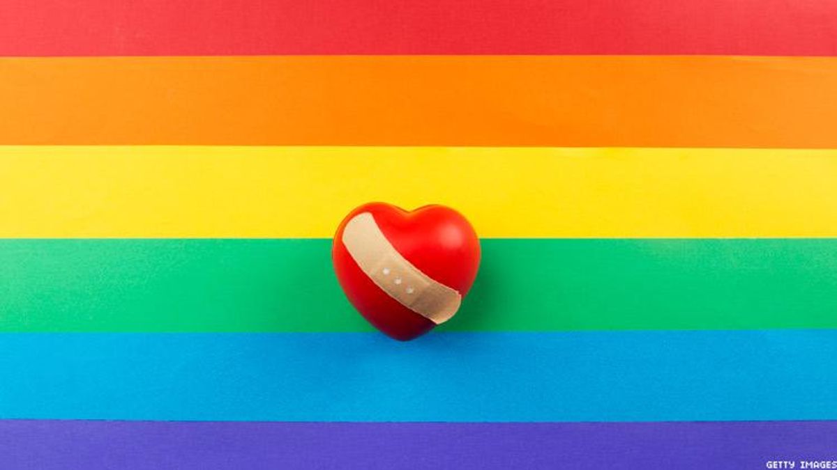 Rainbow flag with heart