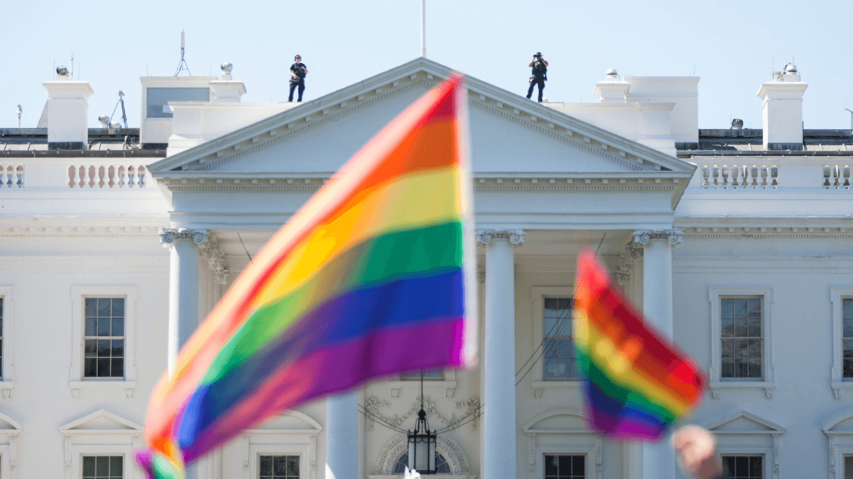 Rainbow flags wave in front of the White House in Washington, D.C.