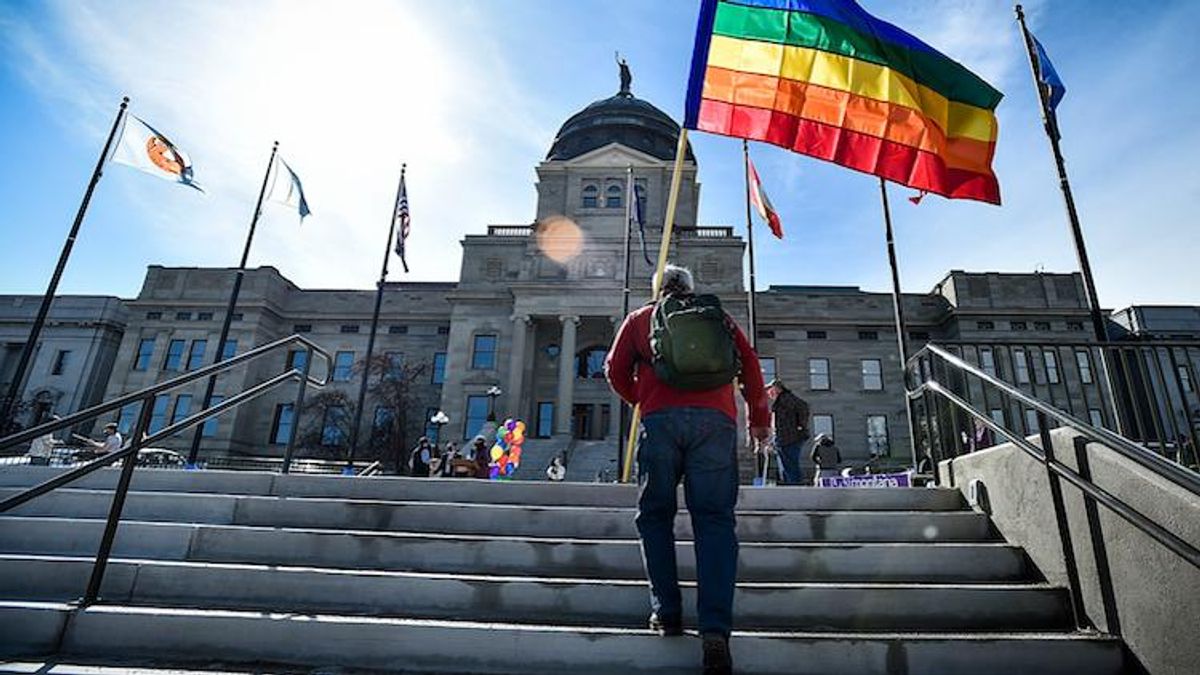 Rainbow Pride flag at Montana state house