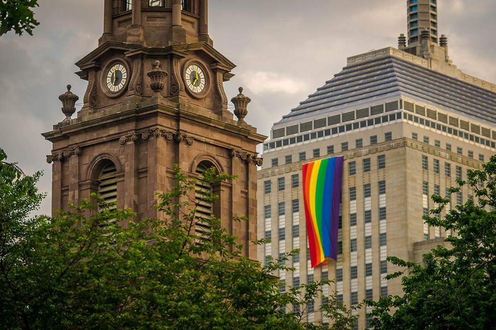 Rainbow Pride Flag in Downtown Boston at LGBTQIA Pride Month 2018
