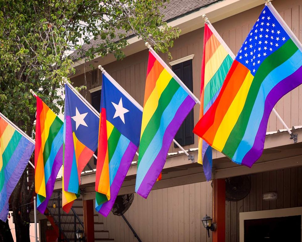 Rainbow Pride flags on display in Houston Texas