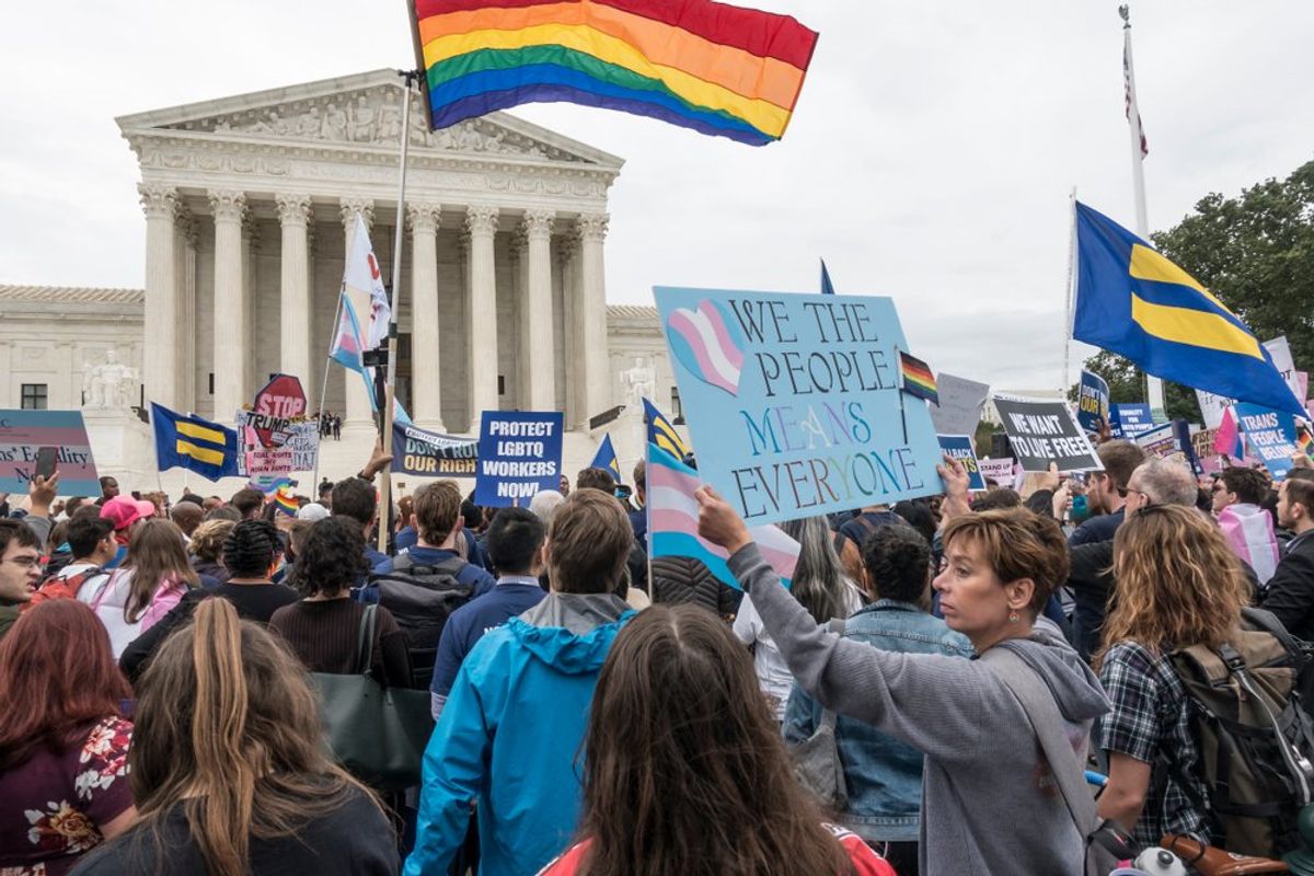 Rally for LGBTQ+ rights outside Supreme Court