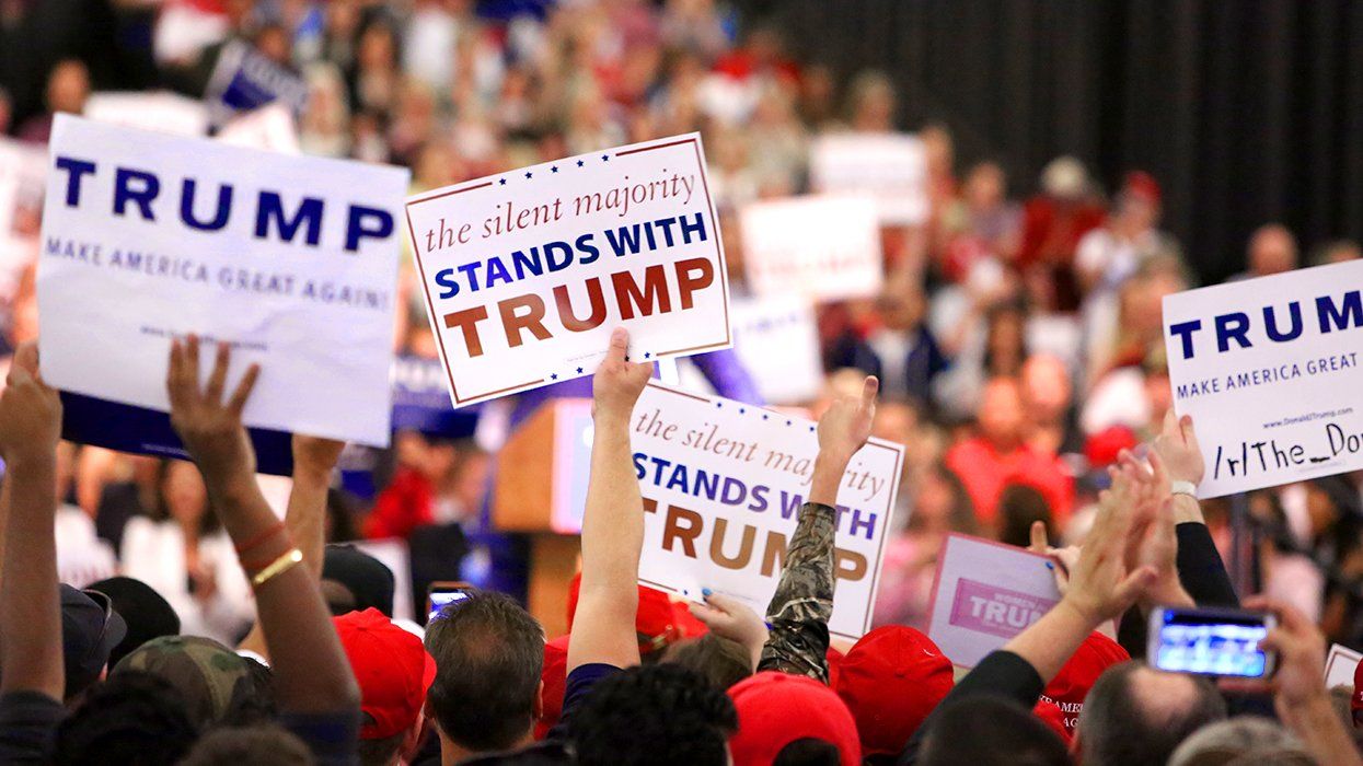 rally signs silent majority stands with trump ANAHEIM CALIFORNIA May 2016