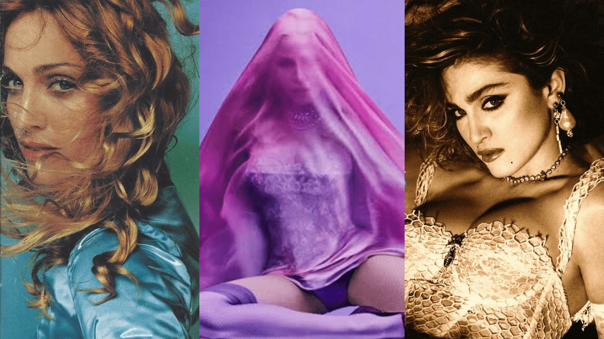 Ray of Light, Confessions II, and Like a Virgin album cover photos