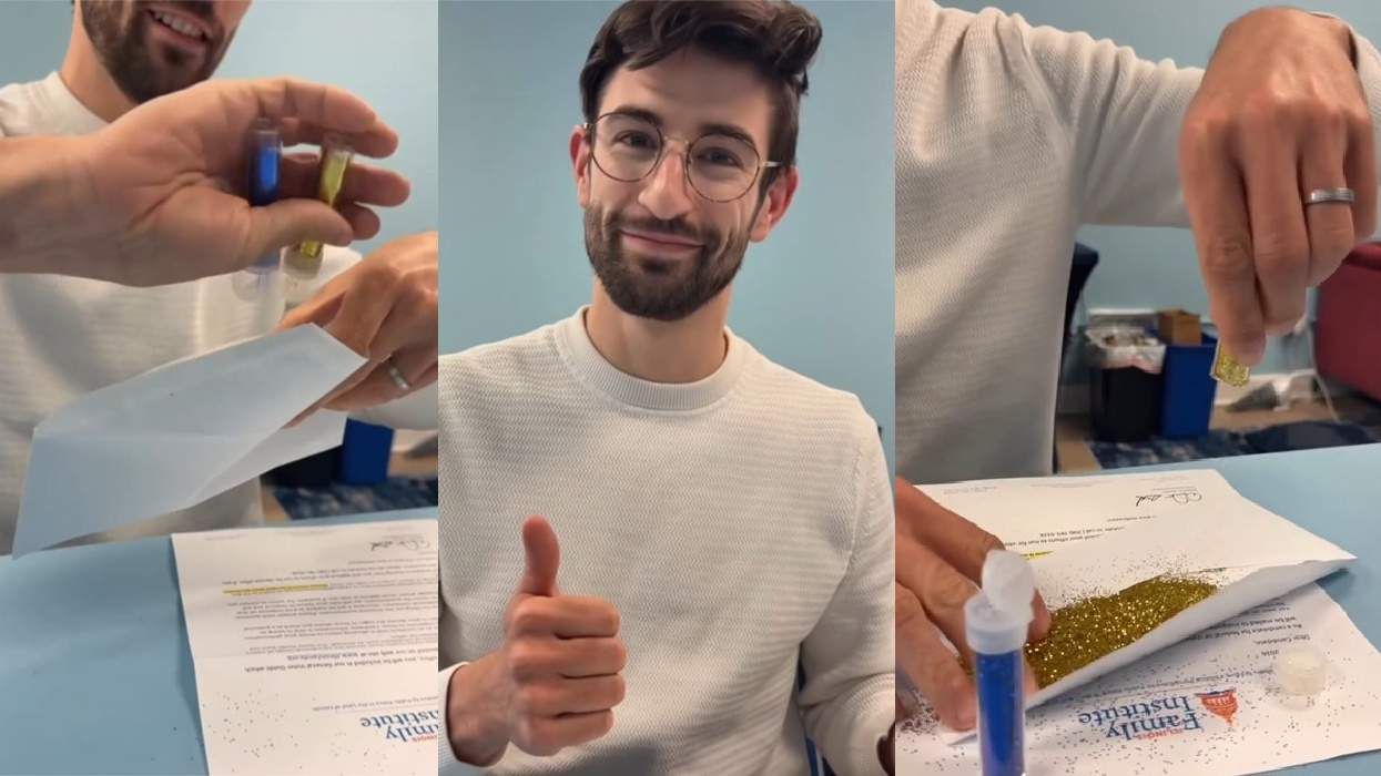 Reed Showalter fills survey envelope with glitter