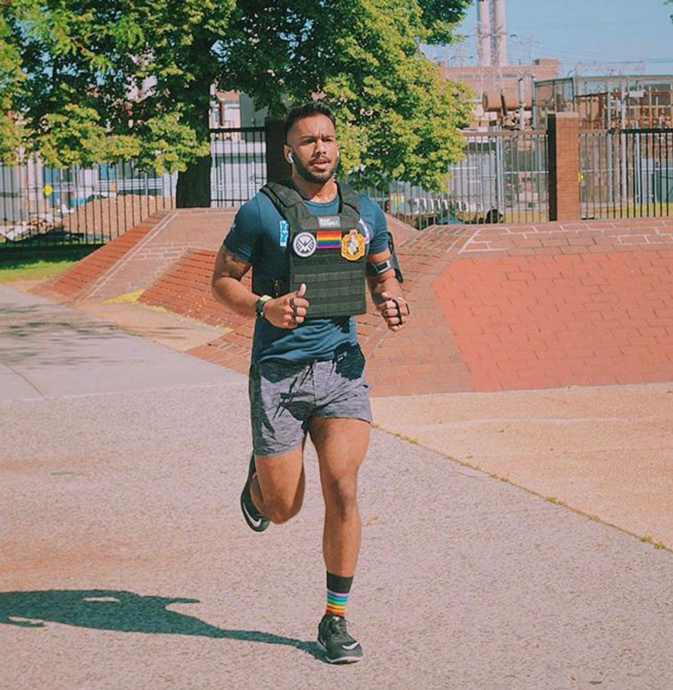 Reshad Asgarali, member of CrossFit Dynamix in Queens, New York, mid workout.