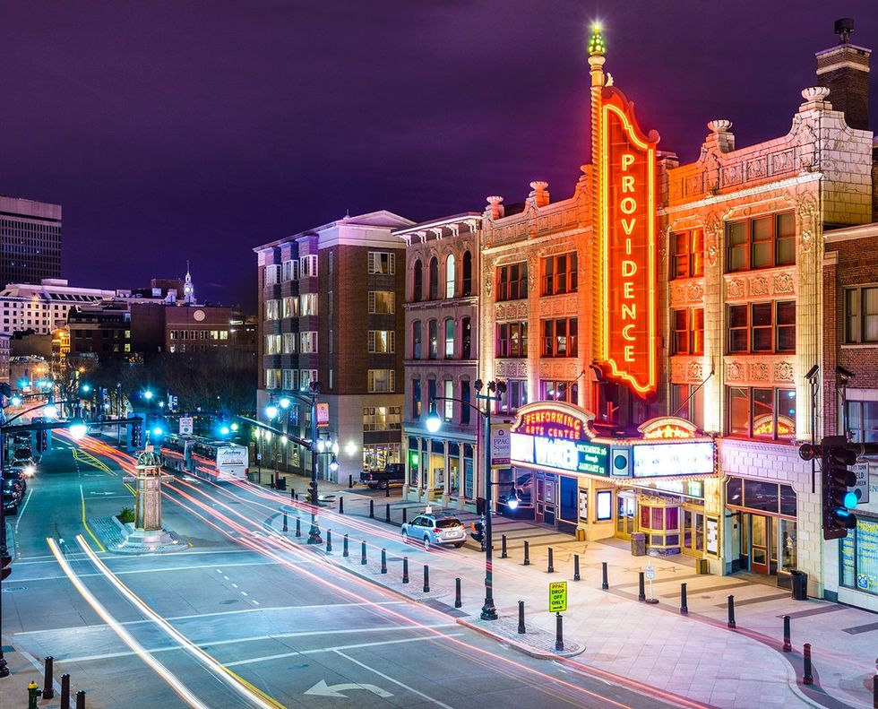 RHODE ISLAND Providence Performing Arts Center night view first Opened as a movie palace in 1928 National Register of Historic Places