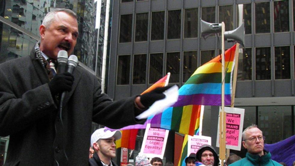 Rick Garcia at a marriage equality rally in Chicago in 2013