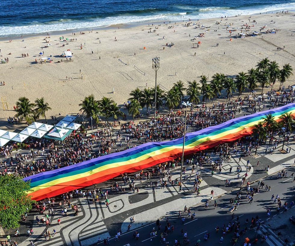 Rio de Janeiro BRAZIL 2014 Thousands of people flock to Copacabana beach for LGBTQ Pride Parade
