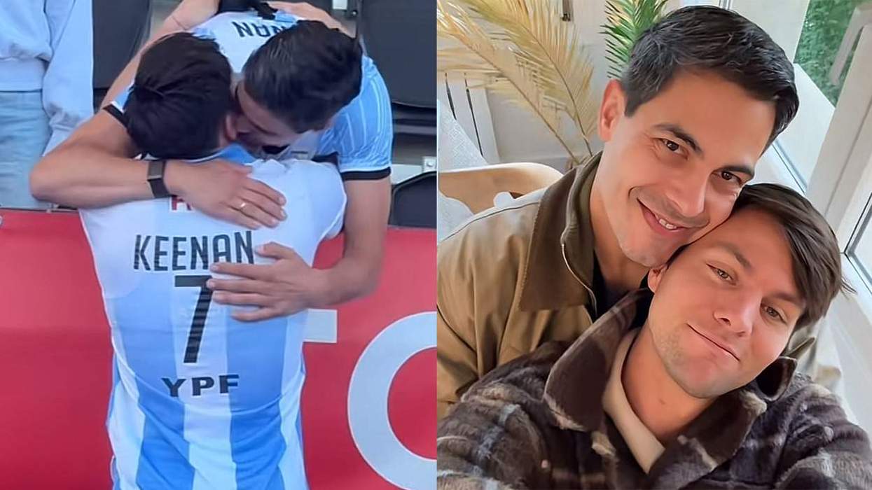 Rob Jetten and Nicolás Keenan hugging