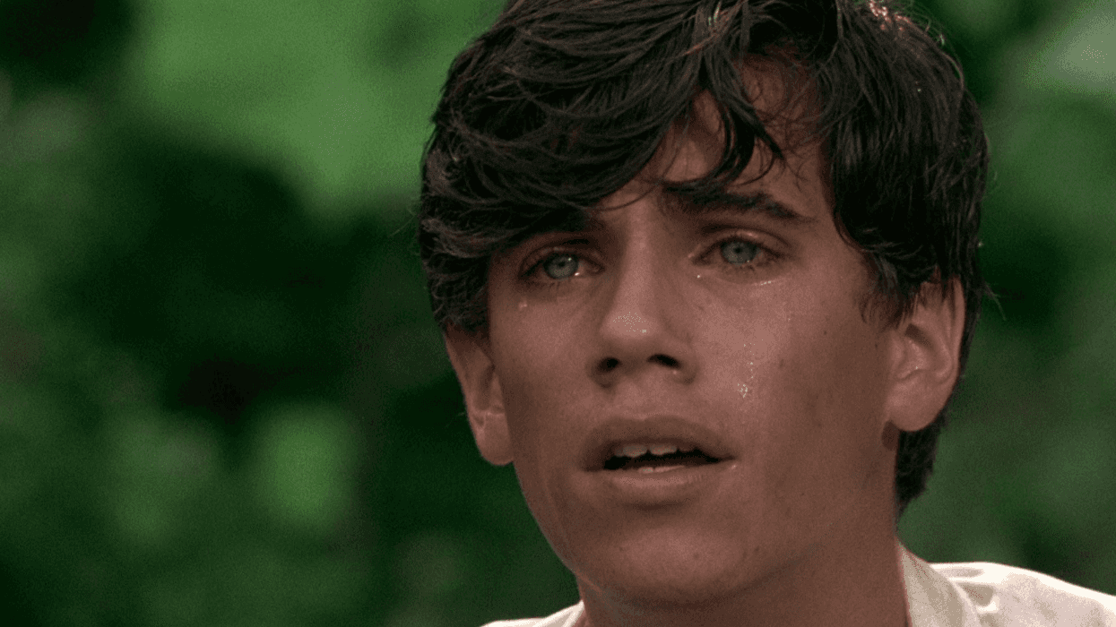 Robby Benson as Billy Joe McAllister with tears on his face in a scene from the 1976 film Ode to Billy Joe.