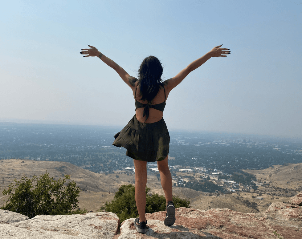 Rose Montoya overlooks Boise during a visit to Idaho in 2021.