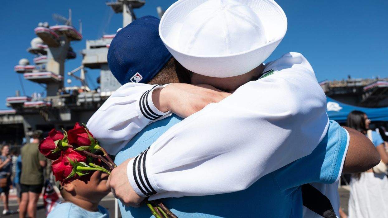 sailor greets family after deployment on ship