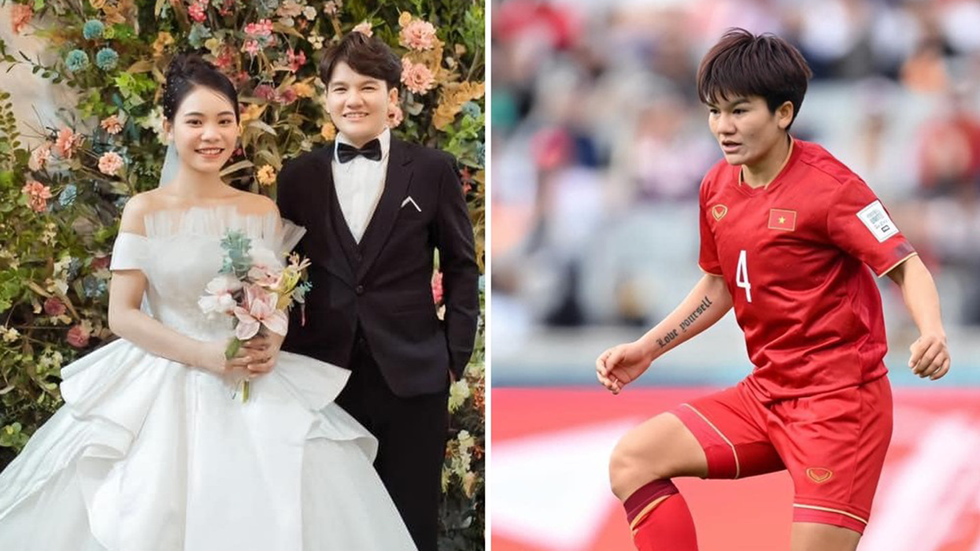 Same Sex wedding Vietnam Nguyen Thi Thuong marries Tran Thi Thu Vietnamese womens team soccer footballer