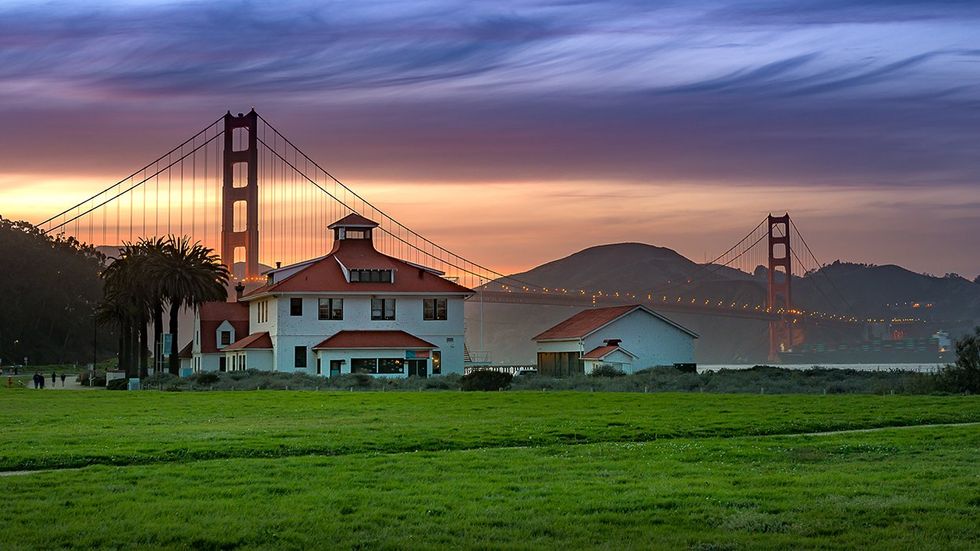 San Francisco Crissy Field Golden Gate Bridge Dusk