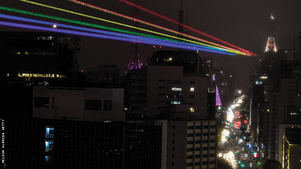 Sao Paulo with rainbow lights